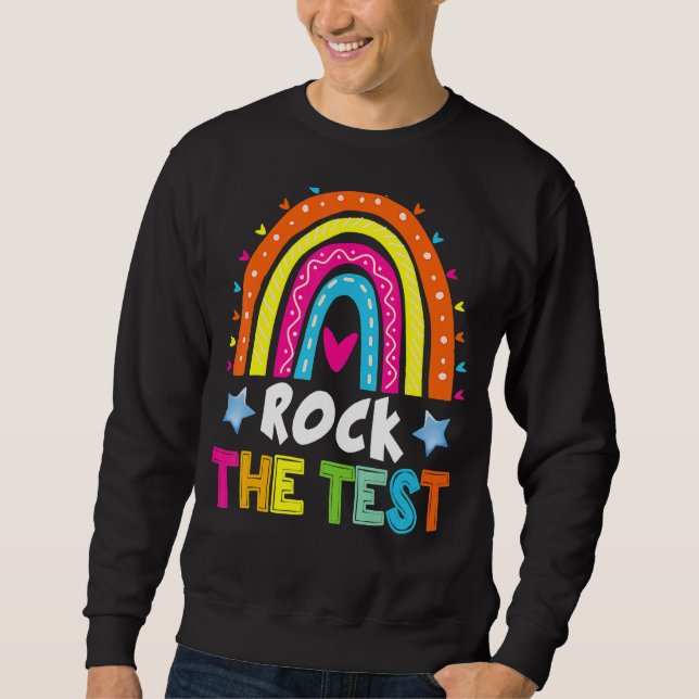 Moletom Rock The Test Day Teacher Testing Day Rainbow (Frente)