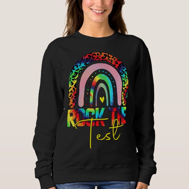 Moletom Rock The Test Day Teacher Testing Day Rainbow (Frente)