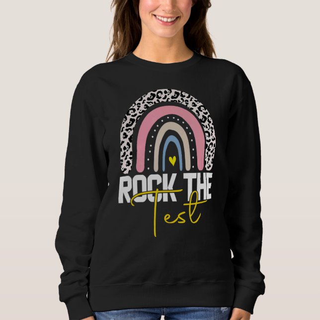 Moletom Rock The Test Day Teacher Testing Day Rainbow (Frente)
