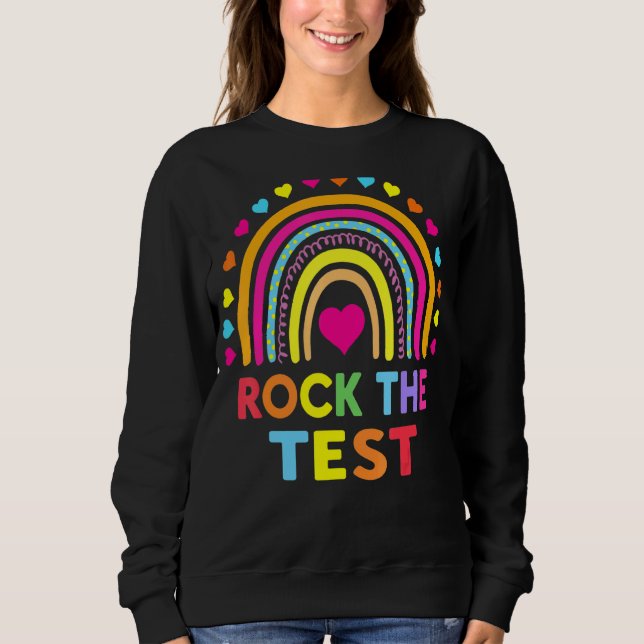 Moletom Rock The Test Day Teacher Testing Day Rainbow (Frente)