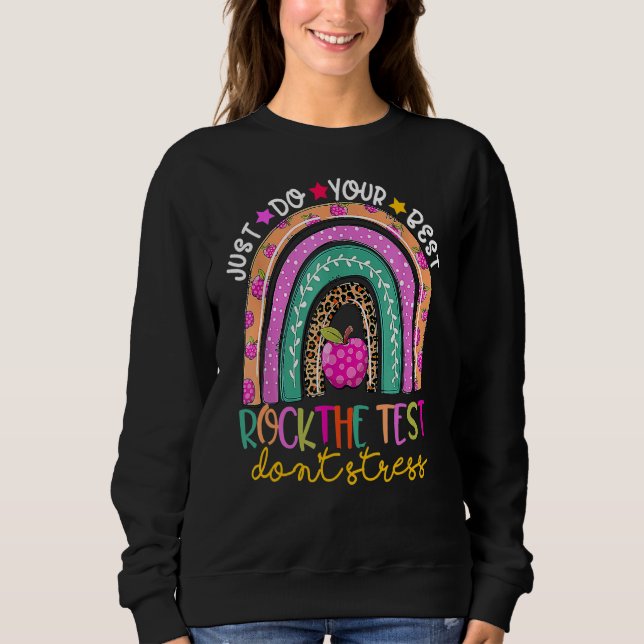 Moletom Rock The Test Day Teacher Testing Day Rainbow (Frente)