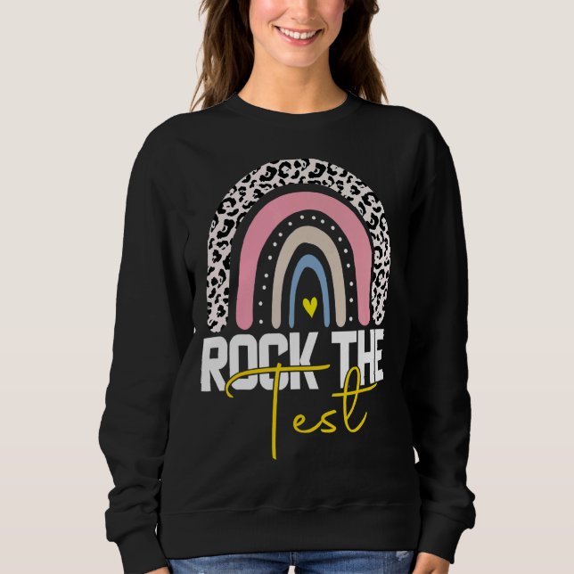 Moletom Rock The Test Day Teacher Testing Day Rainbow (Frente)