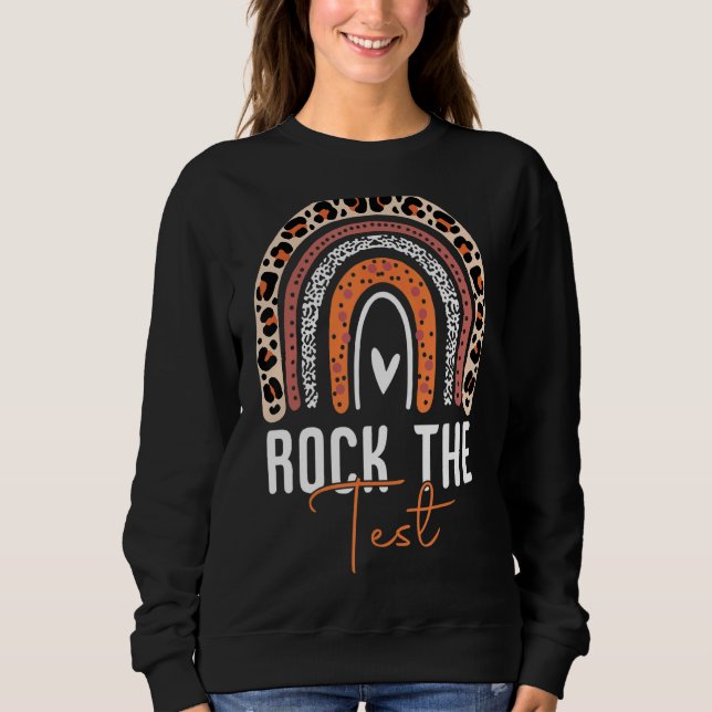 Moletom Rock The Test Day Teacher Testing Day Rainbow (Frente)