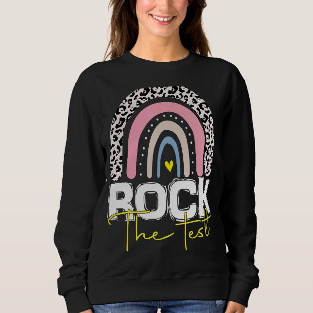 Moletom Rock The Test Day Teacher Testing Day Rainbow (Frente)