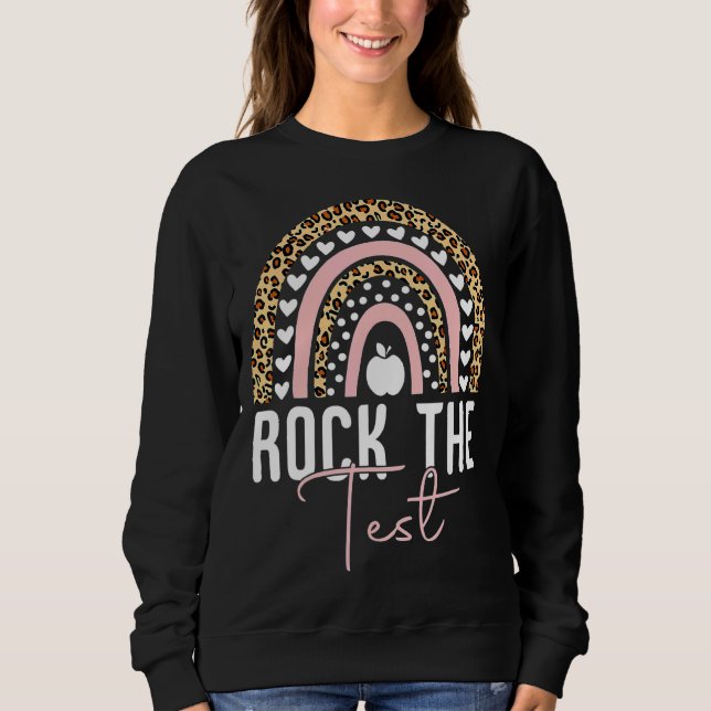 Moletom Rock The Test Day Teacher Testing Day Rainbow (Frente)