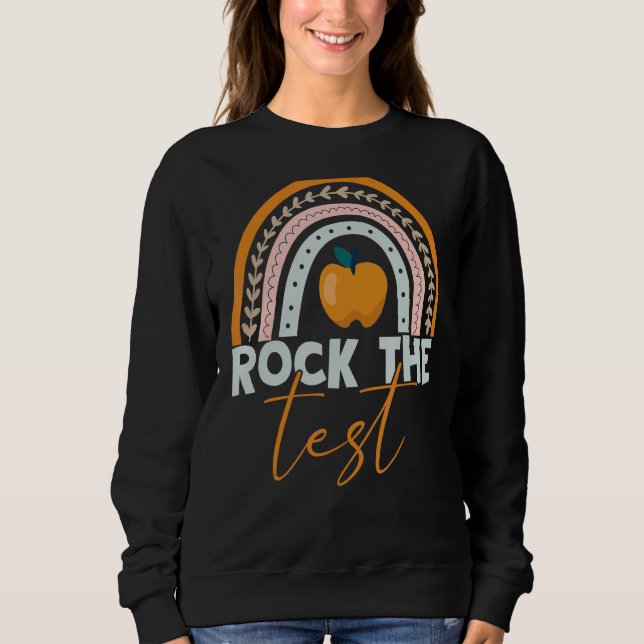 Moletom Rock The Test Day Teacher Testing Day Rainbow (Frente)