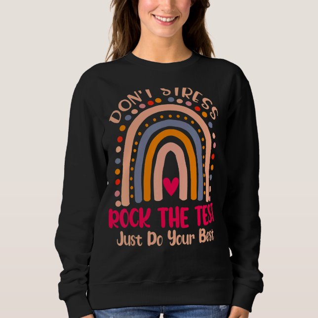 Moletom Rock The Test Day Teacher Testing Day Rainbow (Frente)