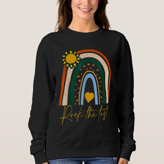 Moletom Rock The Test Day Teacher Testing Day Rainbow (Frente)