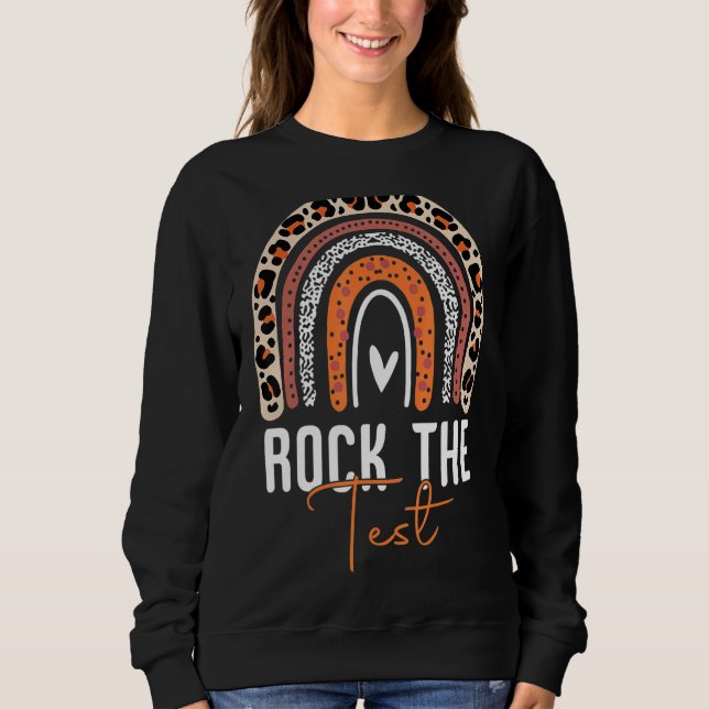 Moletom Rock The Test Day Teacher Testing Day Rainbow (Frente)