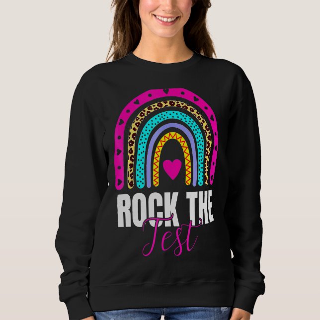 Moletom Rock The Test Day Teacher Testing Day Rainbow (Frente)