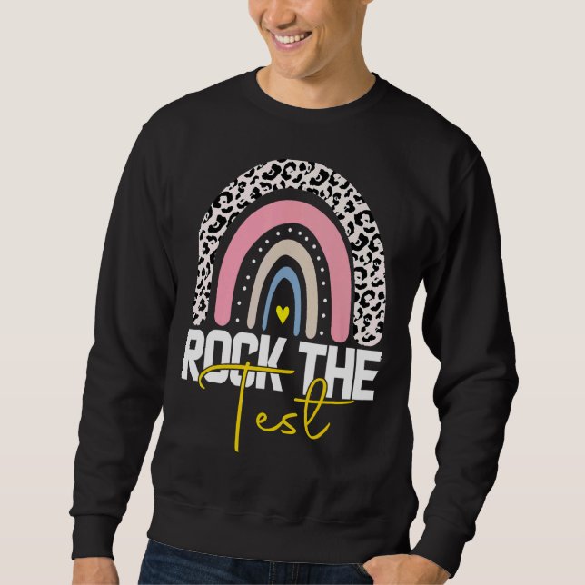 Moletom Rock The Test Day Teacher Testing Day Rainbow (Frente)