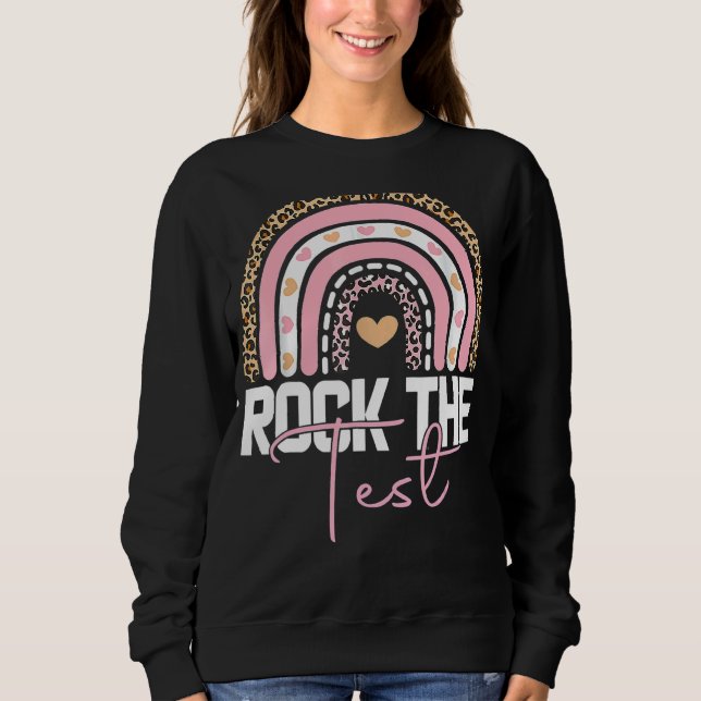 Moletom Rock The Test Day Teacher Testing Day Rainbow (Frente)