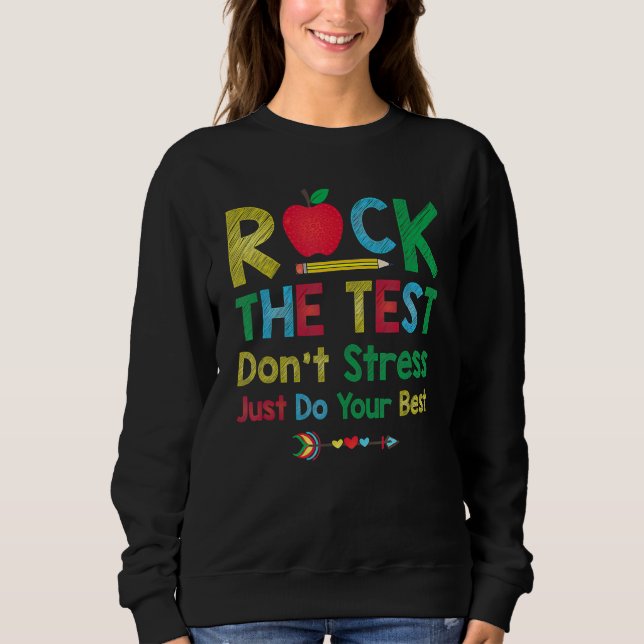 Moletom Rock the Test Não Stress Apenas faça o melhor prof (Frente)