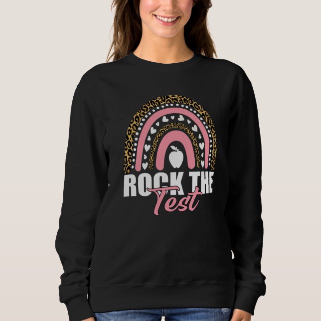 Moletom Rock The Test Teacher Day Testing Day Rainbow (Frente)