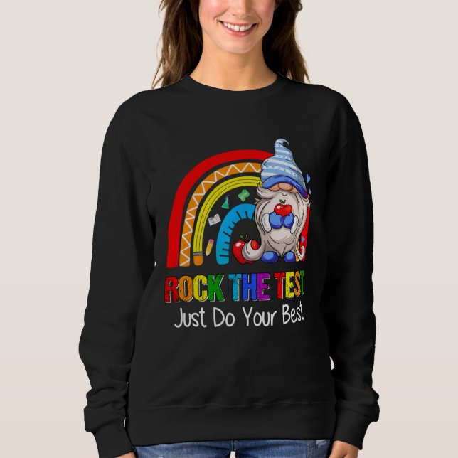 Moletom Rock The Test  Teacher Testing Day Rainbow Gnomes (Frente)