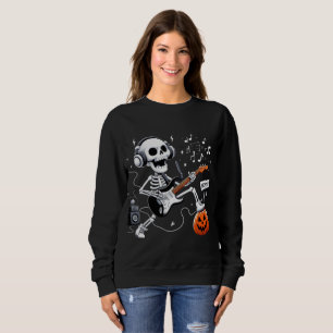 Moletom Rocking Skeleton Halloween Guitar Music Lover Tee