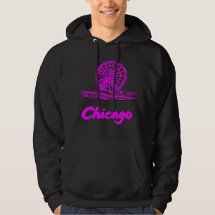 Moletom Roda-gigante do Chicago Navy Pier Neon Rosa 