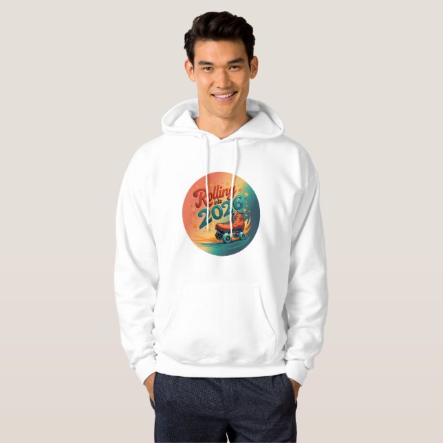 Moletom Rolling Into 2026 Retro Skate Hoodie (Frente Completa)