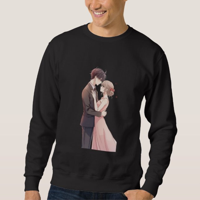 Moletom Romantic Anime Couple Embrace T-Shirt (Frente)