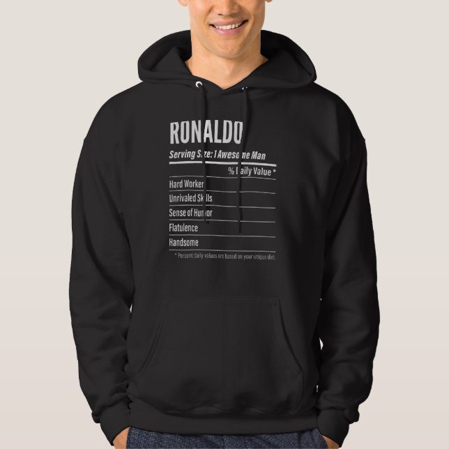 Moletom Ronaldo Servindo Tamanho Nutrição Rótulo Calorias (Frente)