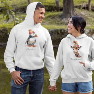 Moletom Ropa de inverno com tema de puffim de Natal em aqu