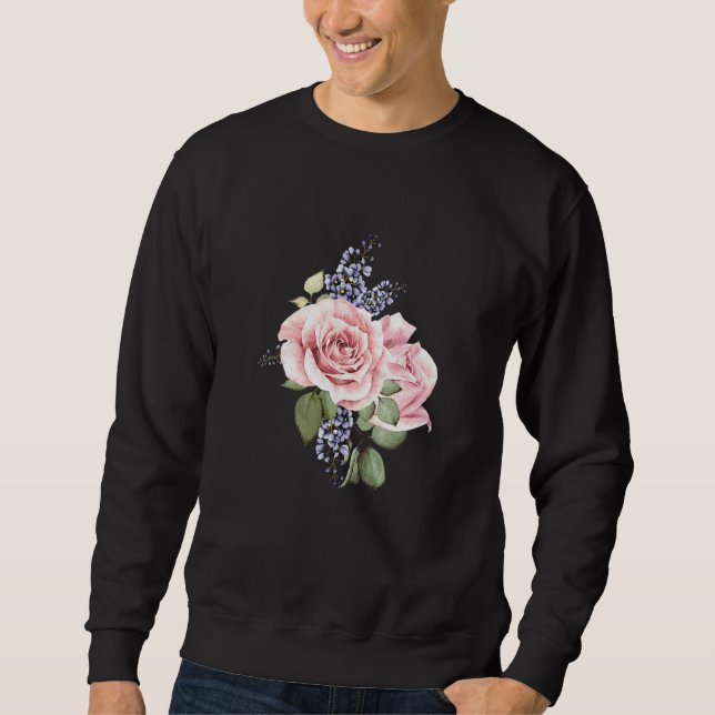 Moletom Rosa-Arte de Buquê de Flor Cuja Flor (Frente)