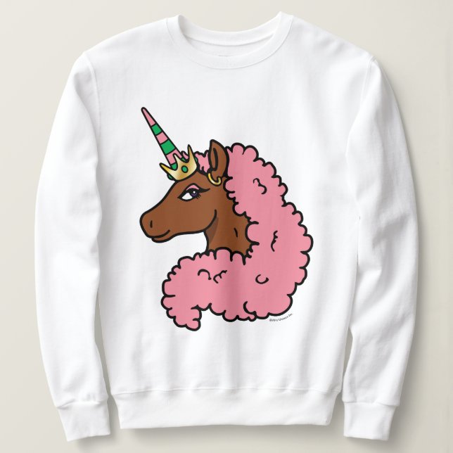 Moletom Rosa claro Afro Unicorn (Frente do Design)