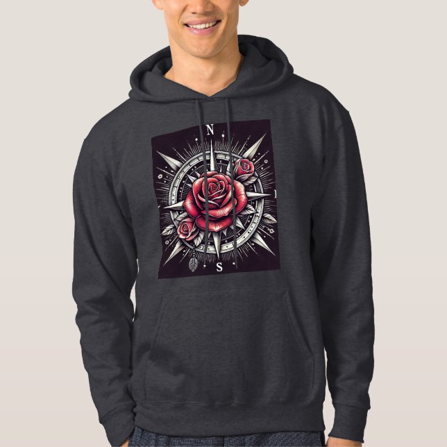 Moletom Rosa Compass Tattoo Hoodie (Frente)
