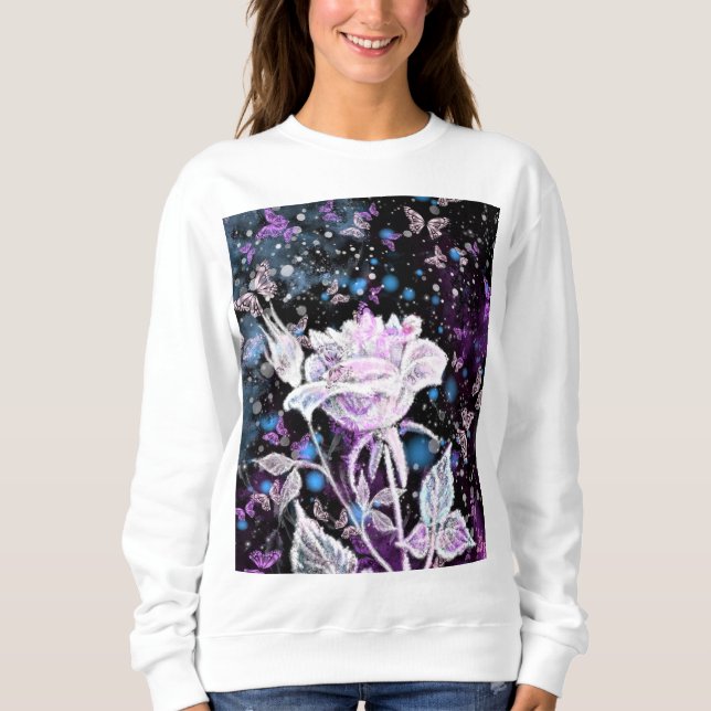 Moletom Rosa de inverno e Borboletas - Lindo - (Frente)