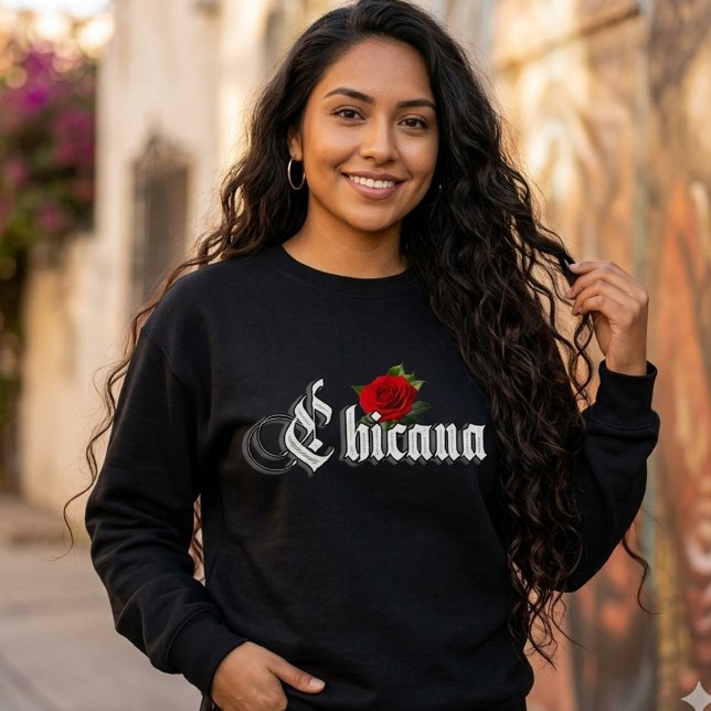 Moletom Rosa Vermelha Chicana (Chicana Red Rose Sweatshirt)