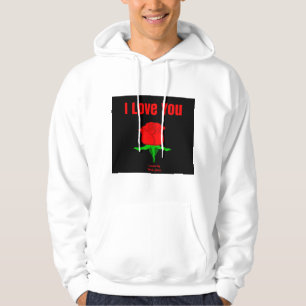 Moletom Rosa vermelha Eu Amo O Hoodie Branca Do Pulante