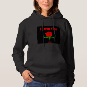 Moletom Rosa vermelha Eu Te Amo Um Hoodie Preto