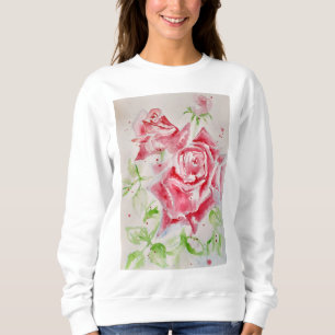 Moletom Rosa vermelha Flores de Aquarela Rosas de Pintura