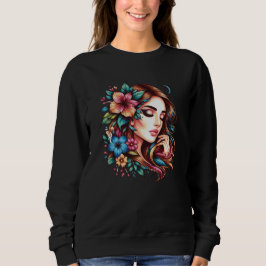 Moletom Rosto de menina bonita com flores