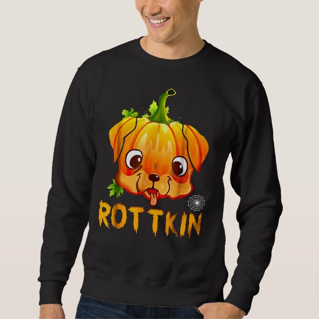 Moletom Rottkin Cute Rottweiler Puppy Pumpkin Cachorro (Frente)