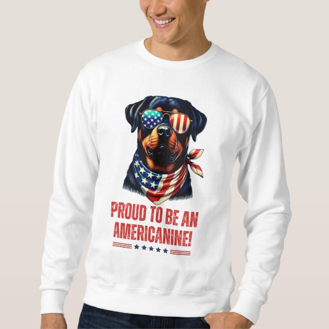 Moletom Rottweiler 4 de julho Bandeiras Americanas (Frente)