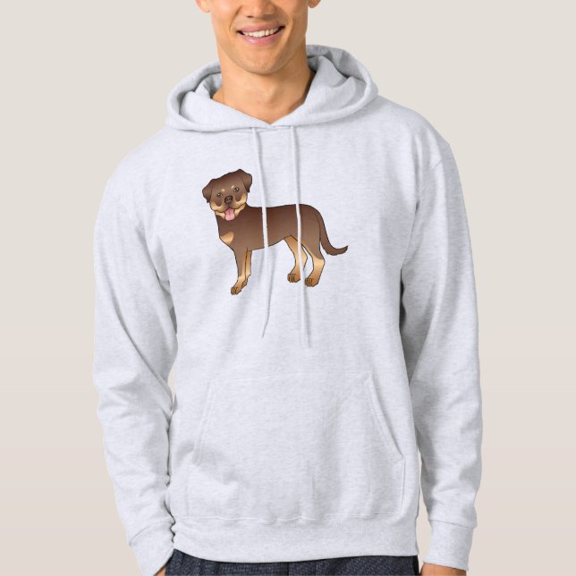 Moletom Rottweiler de desenho animado fofo vermelho e bron (Frente)