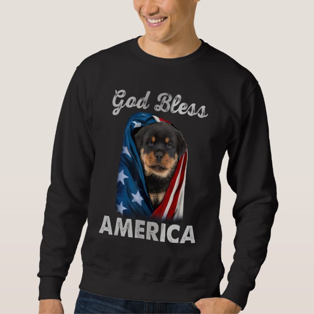 Moletom Rottweiler Dog American USA Flag 4th of July Dog   (Frente)