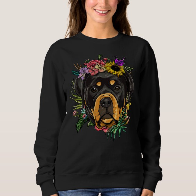 Moletom Rottweiler Floral Primavera (Frente)