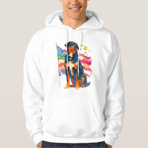 Moletom Rottweiler Patriótico com Arte da Bandeira dos EUA