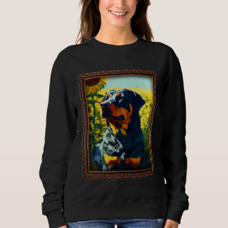 Moletom Rottweiler Rottie Pintura Girassol Flor Mamãe Mulh