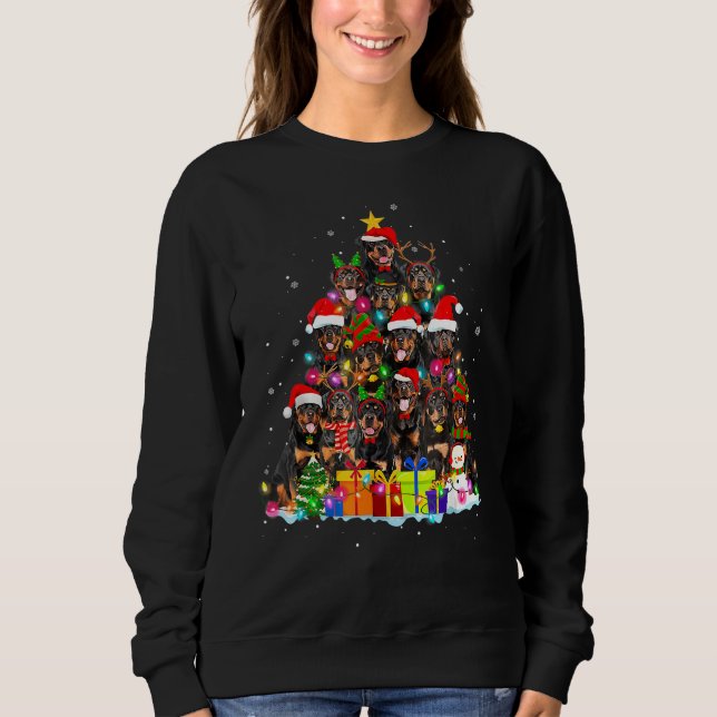 Moletom Rottweiler Santa Hat Árvore Natal Engraçado Pajama (Frente)