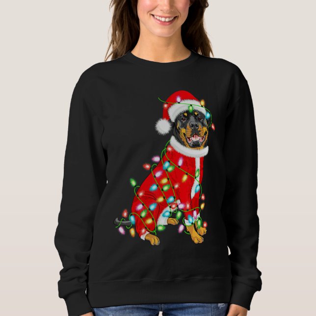 Moletom Rottweiler Xmas Lighting Papais noeis Rottweiler N (Frente)