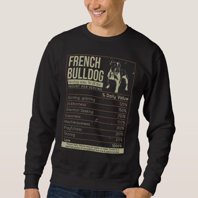 Moletom Rótulo de fatos nutricionais do Bulldog Francês Fr (Frente)