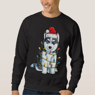 Moletom Rouco Com Santa Hat Huskey Engraçado Cachorro
