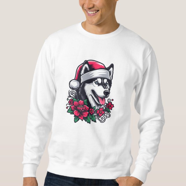 Moletom Rouco Festivo Floral Cachorro com Santa Hat Xmas P (Frente)