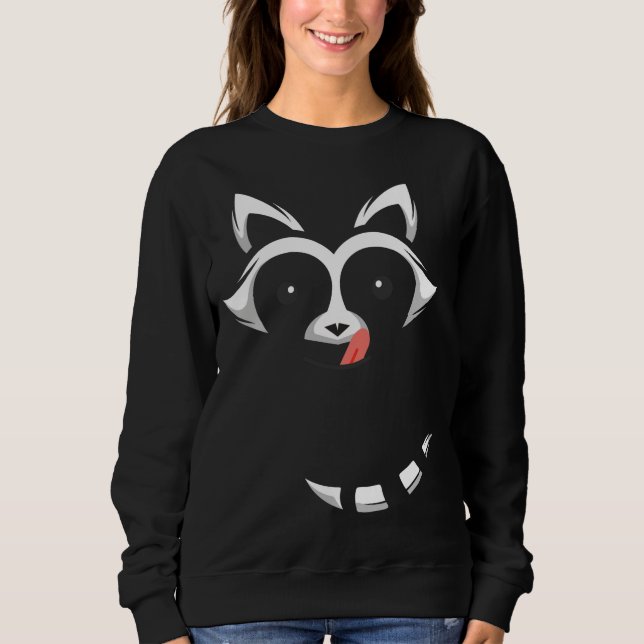 Moletom Roupa De Halloween De Rosto De Raccoon Com Cauda (Frente)