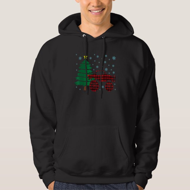 Moletom Roupa de Natal de Caminhão Monstro de Xadrez Verme (Frente)