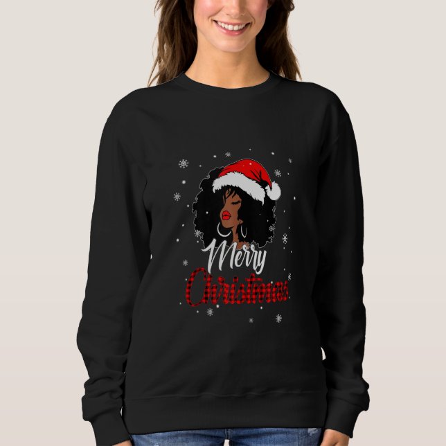 Moletom Roupa de Papai noel de Natal para  africano negro (Frente)
