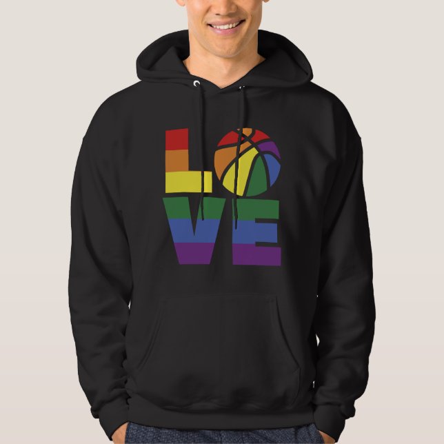 Moletom Roupa engraçada de amor LGBT Arco-íris Basquete Jo (Frente)